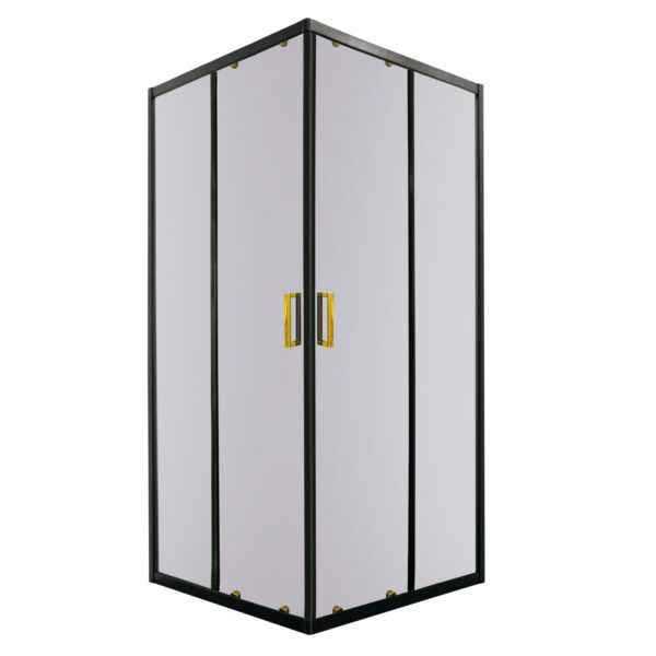 Kabina prysznicowa kwadratowa Kerra Tiara Square 90 cm GOLD grafitowe szkło czarne profile złote dodatki 1 szt.