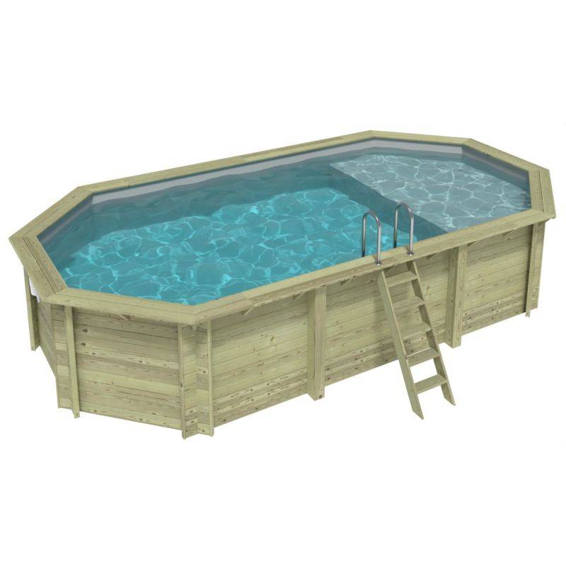 Basen NEMO ALTANKA 7.3 x 3.97 - H.1.45 m z plażą, szary, ze wspornikami przykręcanymi do betonu, BAS7305OSPL2+PLA305, 1szt.