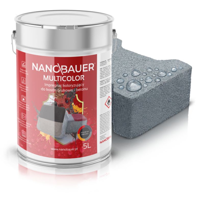 Impregnat barwiący szary 7040 NANOBAUER 5L do kostki brukowej betonu 1szt
