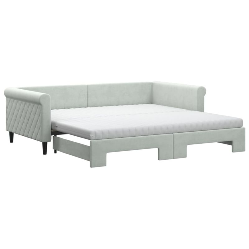 Sofa rozkładana WaszeMeble 100x200 cm Jasnoszary aksamit WM-3197802 1 szt.
