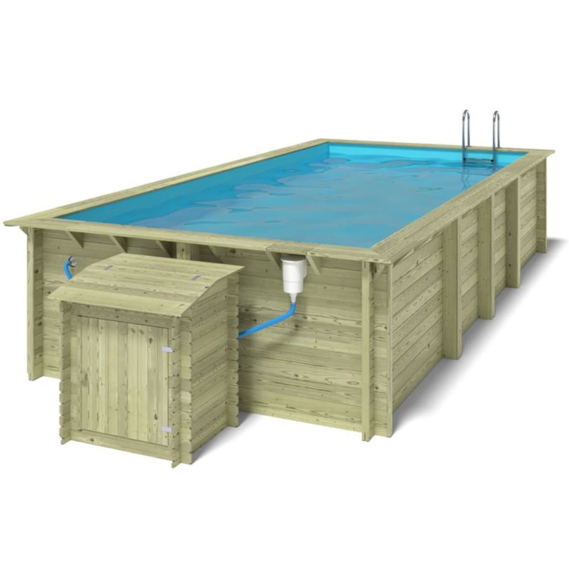 Basen drewniany Aqua ALTANKA 7x3,75 - H.1,45 m - z filtracją i szafką na osprzęt, BAS7308OSPU+SZA, 1szt.