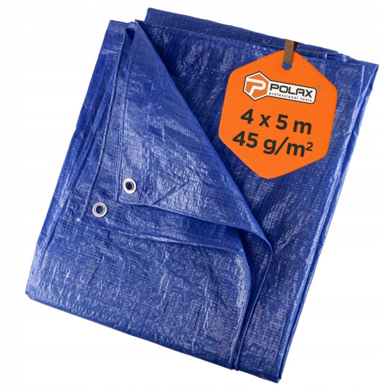 Plandeka Polax 4 5m 45g m2 Niebieska Wzmocniona Wodoodporna 1 szt.