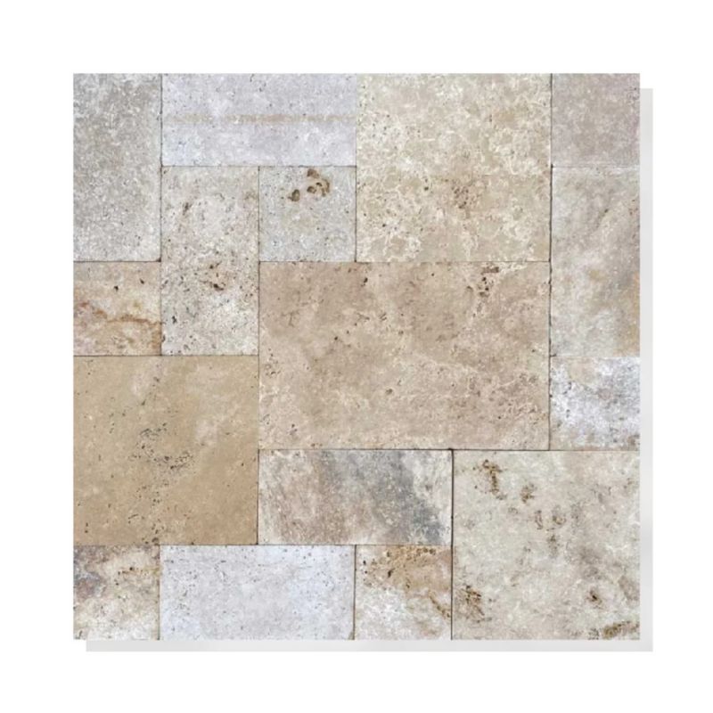 Kamień dekoracyjny Trawertyn Tiles Beż Mix Bębnowany 7,5x15x1 cm 1 m2