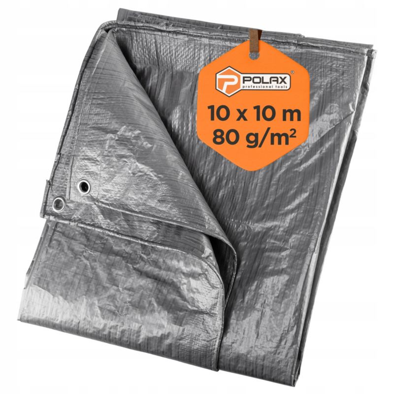 Plandeka Polax Srebrno Czarna 10 10m 80g m2 Wzmocniona Wodoodporna Oczka 1 szt.