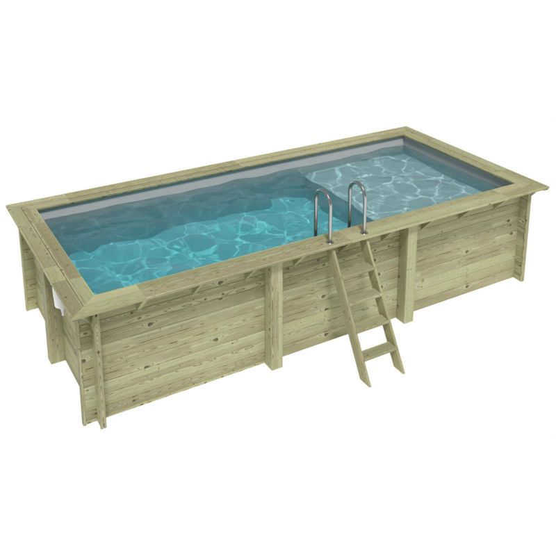 Basen AQUA ALTANKA 6.1 x 2.85 - H.1.31 m z plażą, szary, ze wspornikami do zabetonowania, BAS7307OSPI2+PLA307, 1szt.