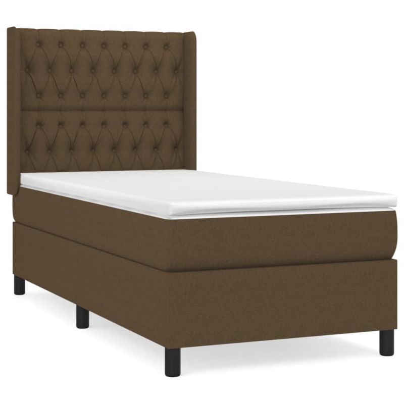 Łóżko z materacem WaszeMeble 90x200 cm Ciemny brąz tkanina WM-3131644 1 szt.
