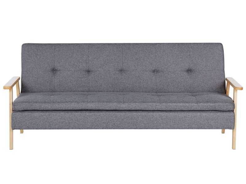 Sofa rozkładana Tjorn szara z jasnym drewnem dla 3 osób 1 szt.