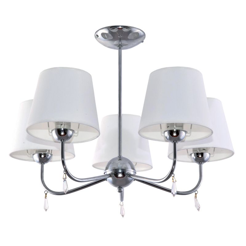 Lampa wisząca sufitowa EDYLIT żyrandol 5xE27 biały abażur chrom glamour BRIGIT BIANCO 11-230 1 szt.
