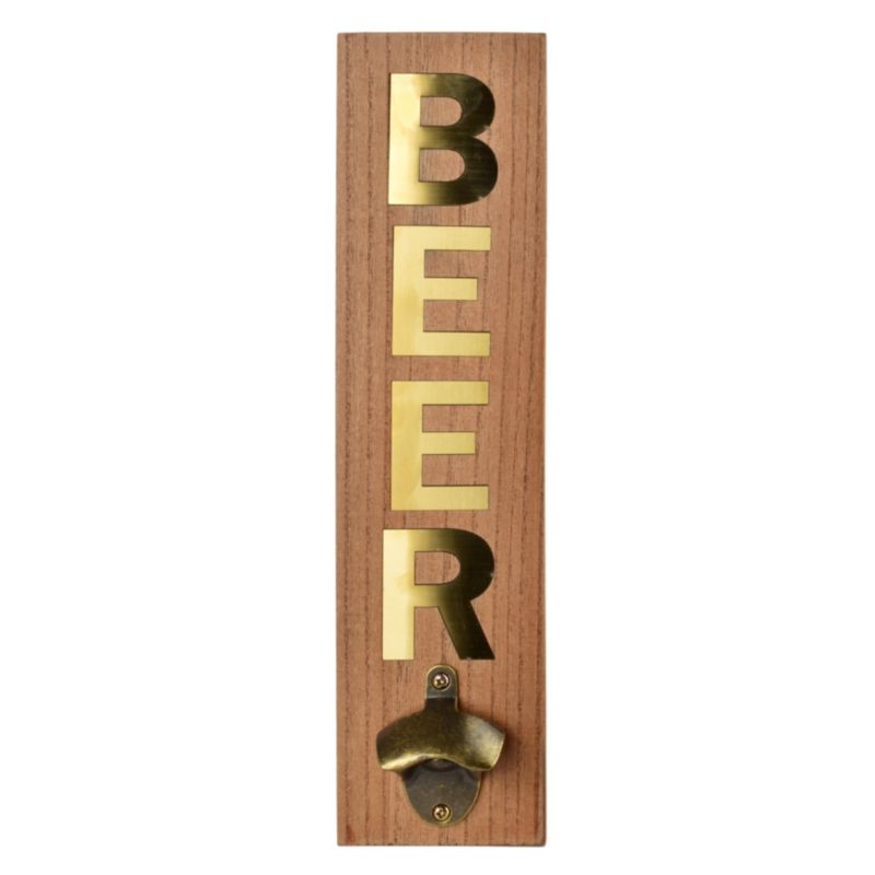 Otwieracz ścienny drewniany STACY BEER 40x10x4 cm naturalny 1 szt