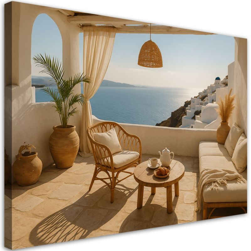 Obraz do salonu sypialni jadalni Feeby Widok z tarasu Santorini 90x60cm 1szt