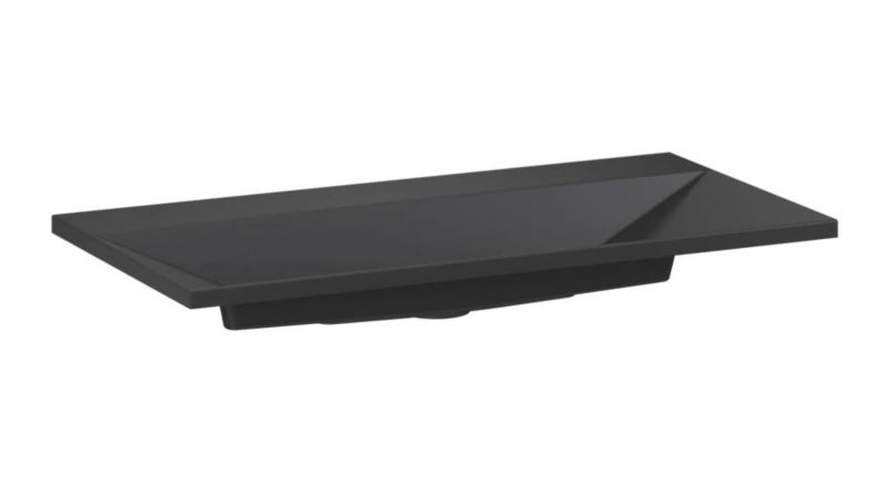 Umywalka wpuszczana KROFAM EDGE 90 cm czarny mat kwarcowa bez otworu na baterię 1 szt.