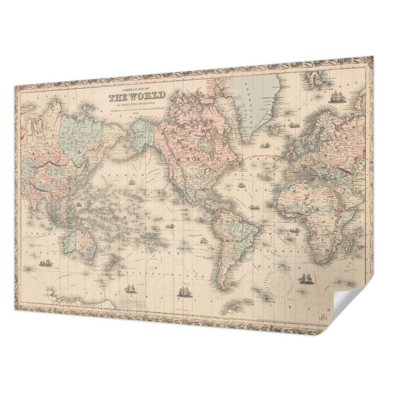 Tapeta samoprzylepna Tulup 104x70 cm Historyczna mapa Tapeta Do Biura, Przedpokoju, Salonu 1 szt.