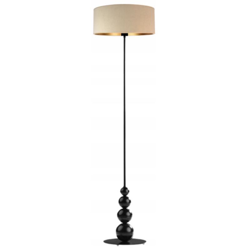 Lampa stojąca Volta Light Factory podłogowa z abażurem beżowy welur ze złotem walec TENEZI 1 szt.