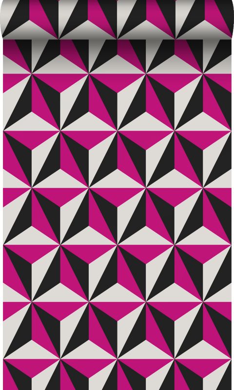 Tapeta Origin Wallcoverings graficzny motyw 3D fuksji różu 53 cm x 10.05 m - 1 rol.