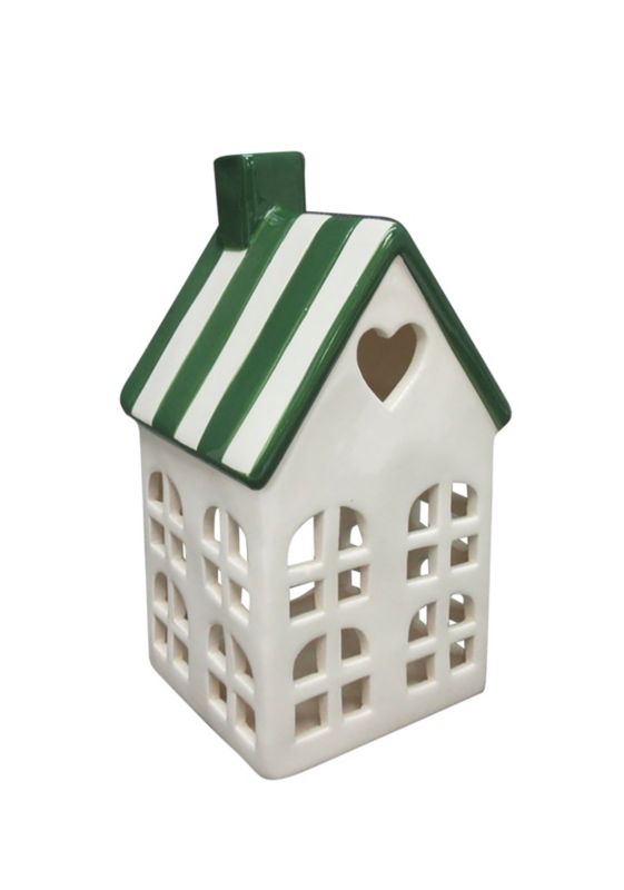 Lampion ceramiczny Mondex HYTTE Domek 8,8x8,5x17,2 cm biały 1 szt.