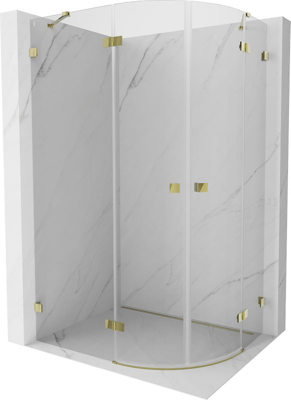 Kabina prysznicowa Mexen Lunar półokrągła uchylna lewa 90 x 80 cm transparent złota 1 szt.