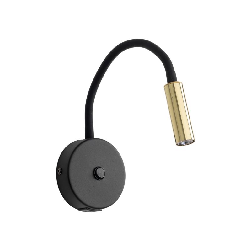 Kinkiet TK-Lighting Lagos czarny złoty elastyczne ramię na łóżko Usb - 1 szt.