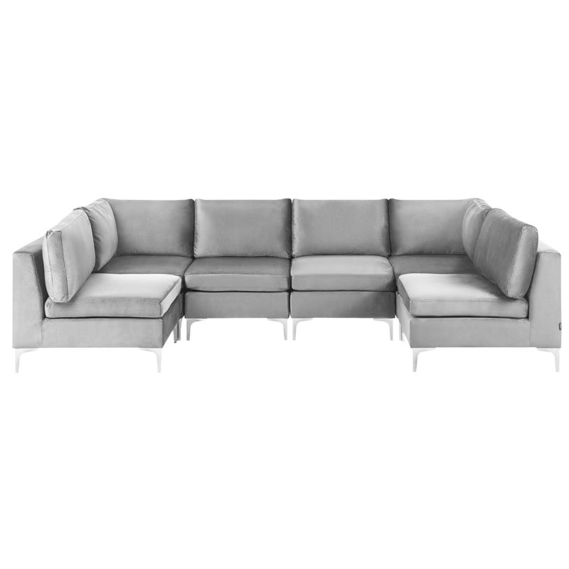 Sofa modułowa 6-osobowa welurowa szara Evja 1 szt.