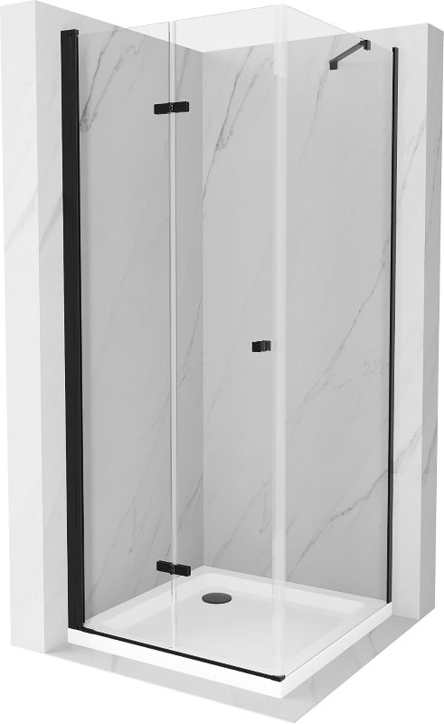 Kabina prysznicowa Mexen Lima składana 90 x 90 cm transparent czarna + brodzik Flat biały
