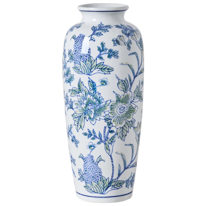 Wazon na kwiaty Guadix Porcelana 35 cm Biały/ niebieski 1 szt.