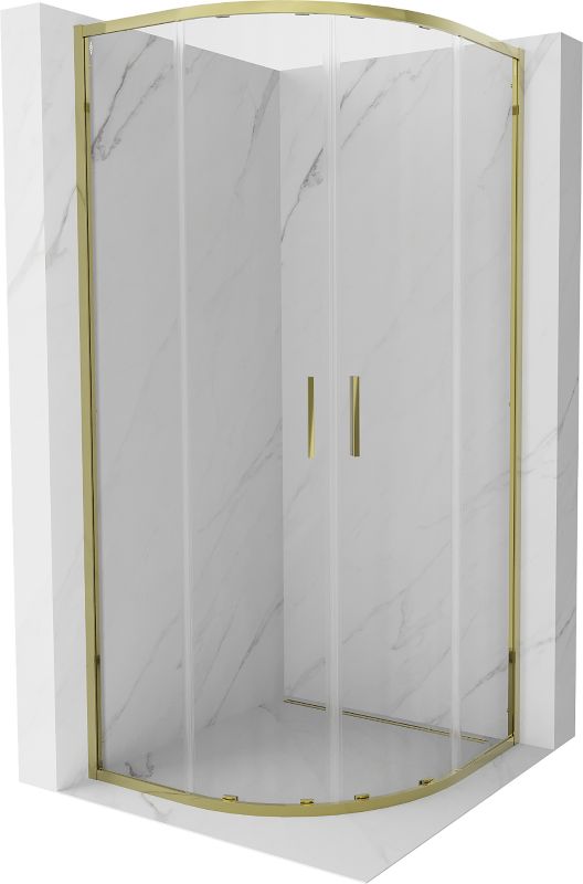 Kabina prysznicowa Mexen Exo półokrągła rozsuwana 80 x 80 cm transparent złota 1 szt.