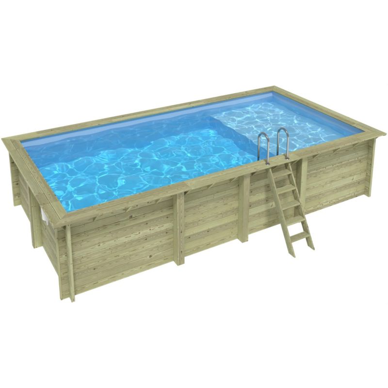 Basen AQUA ALTANKA 7 x 3.75 - H.1.45 m z plażą, jasnoniebieski, na ramie - bez betonowania, BAS7308OSPU+PLA308, 1szt.
