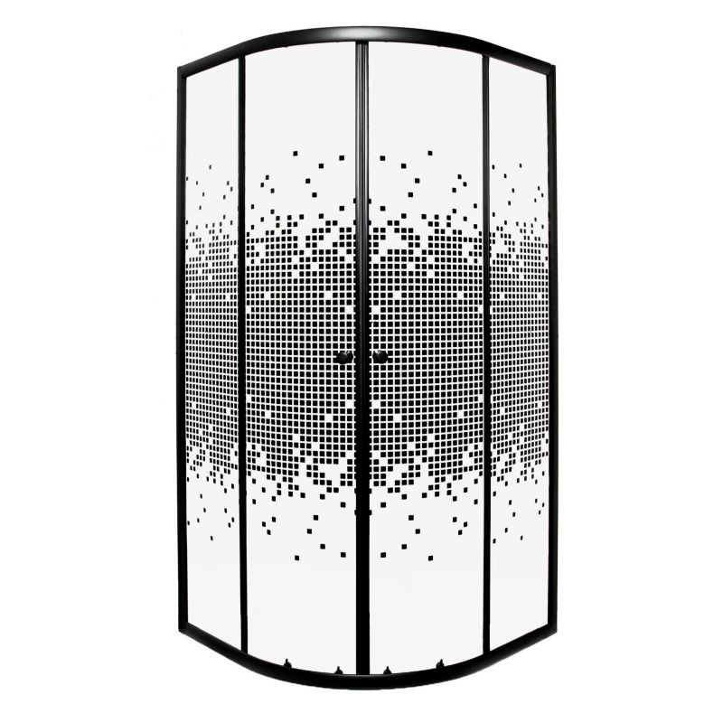 Kabina prysznicowa półokrągła Kerra Pixel BL 80 cm czarna kratka profile czarne 1 szt.
