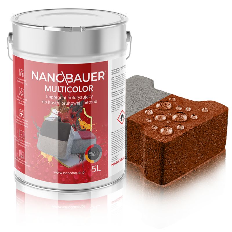 Impregnat NANOBAUER 5L barwiący czerwony 3016 do kostki brukowej betonu 1szt