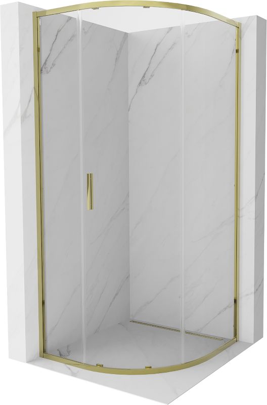 Kabina prysznicowa Mexen Exo półokrągła rozsuwana 80 x 80 cm transparent złota 1 szt.