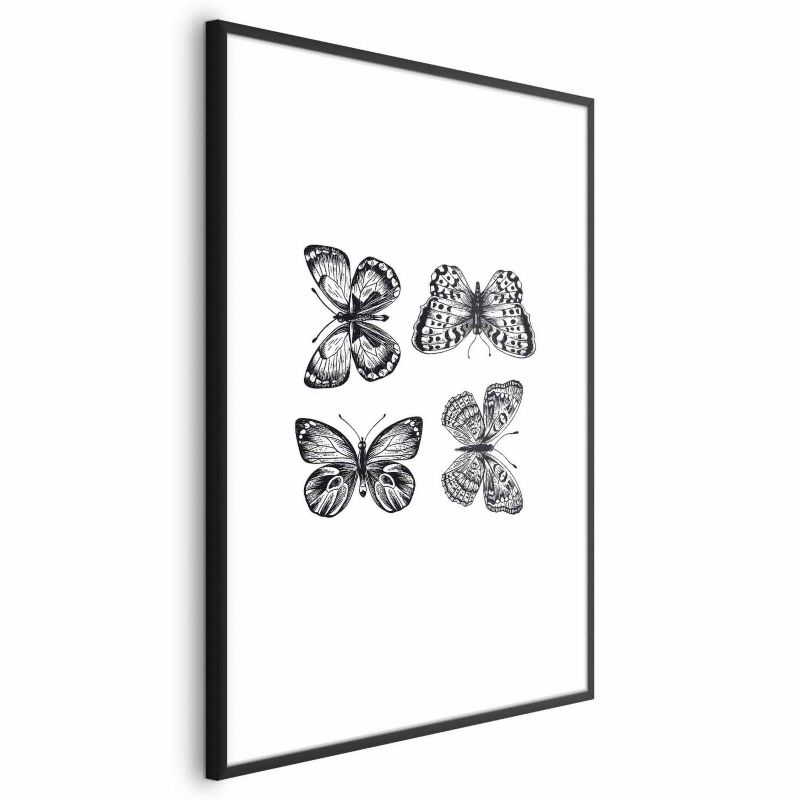 Plakat Artgeist Cztery motyle 21x30 cm z ramą czarną 1 szt