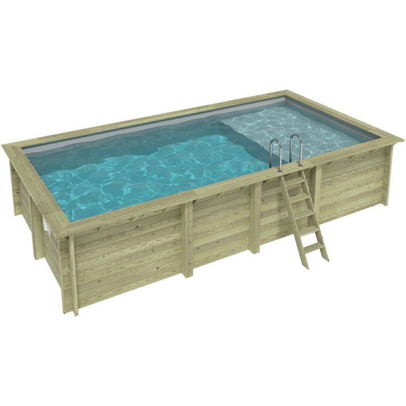 Basen AQUA ALTANKA 7 x 3.75 - H.1.45 m z plażą, szary, ze wspornikami do zabetonowania, BAS7308OSPI2+PLA308, 1szt.