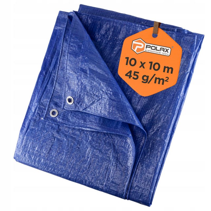 Plandeka Polax 10 10m 45 g m2 Niebieska Wzmocniona Wodoodporna 1 szt.