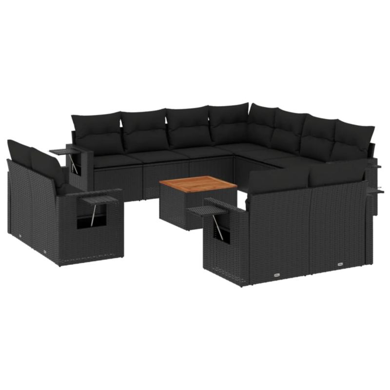 Zestaw mebli ogrodowych wypoczynkowy WaszeMeble polirattan czarny z poduszkami WM-3224823 1 kpl