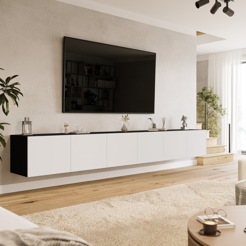 Szafka wisząca RTV do salonu 300 cm z półkami LORI