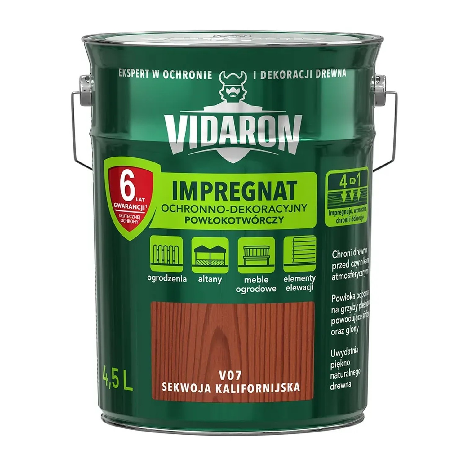 Vidaron Impregnat do drewna powłokotwórczy sekwoja kalifornijska - 4,5L