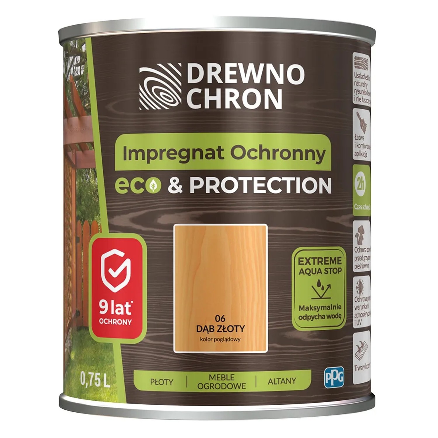 Drewnochron Impregnat ochronny Eco & Protection dąb złoty 0,75L