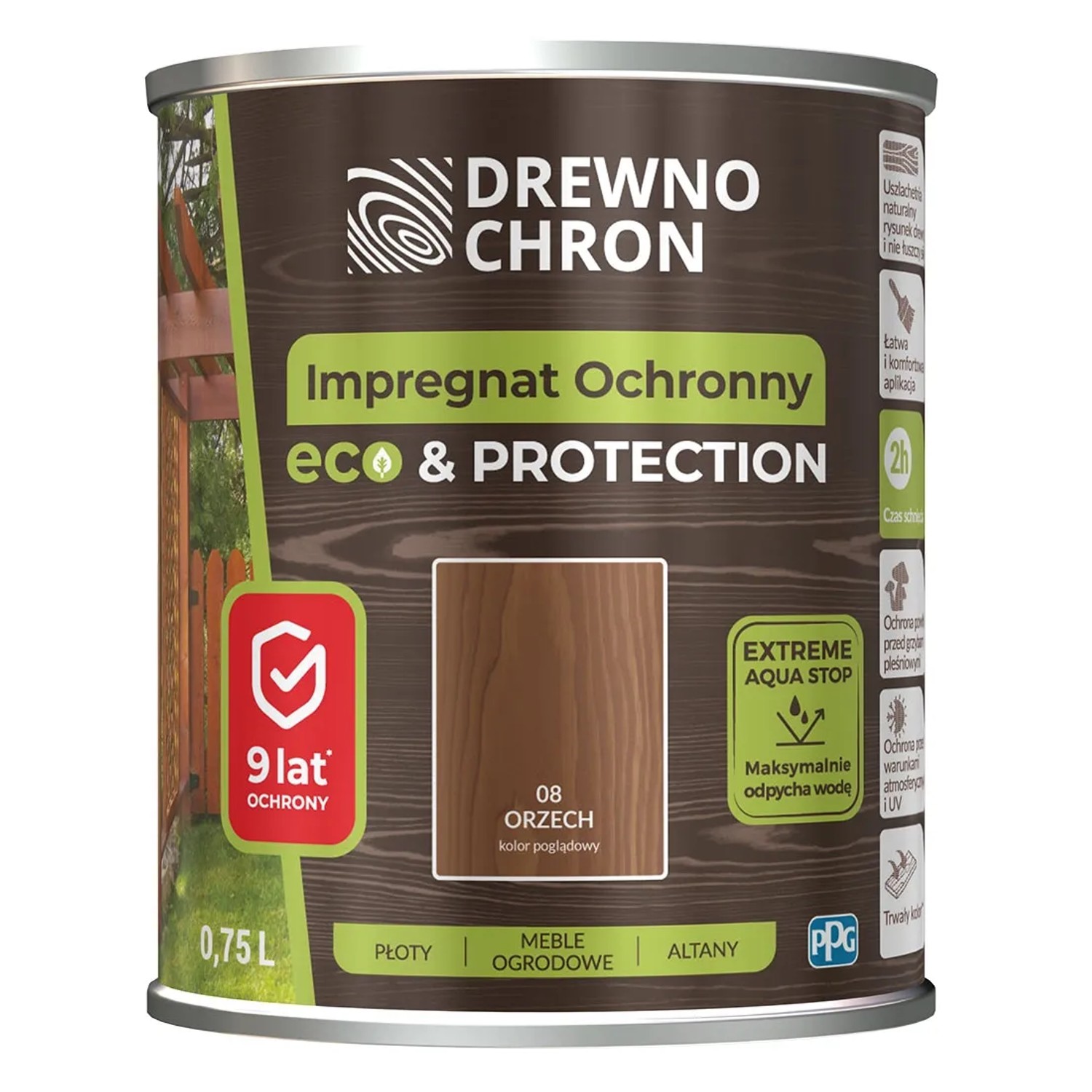 Drewnochron Impregnat ochronny Eco & Protection orzech 0,75L