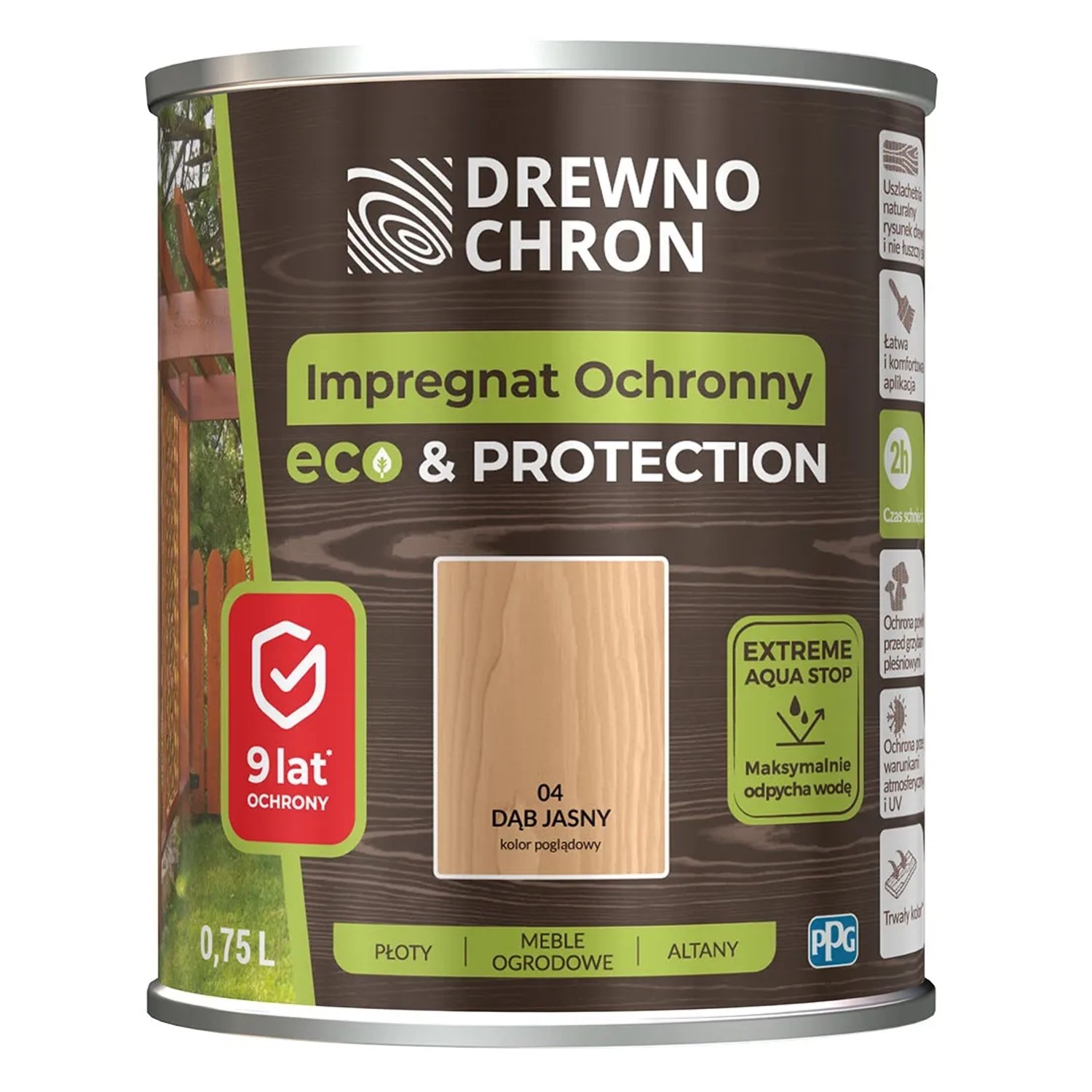 Drewnochron Impregnat ochronny Eco & Protection dąb jasny 0,75L