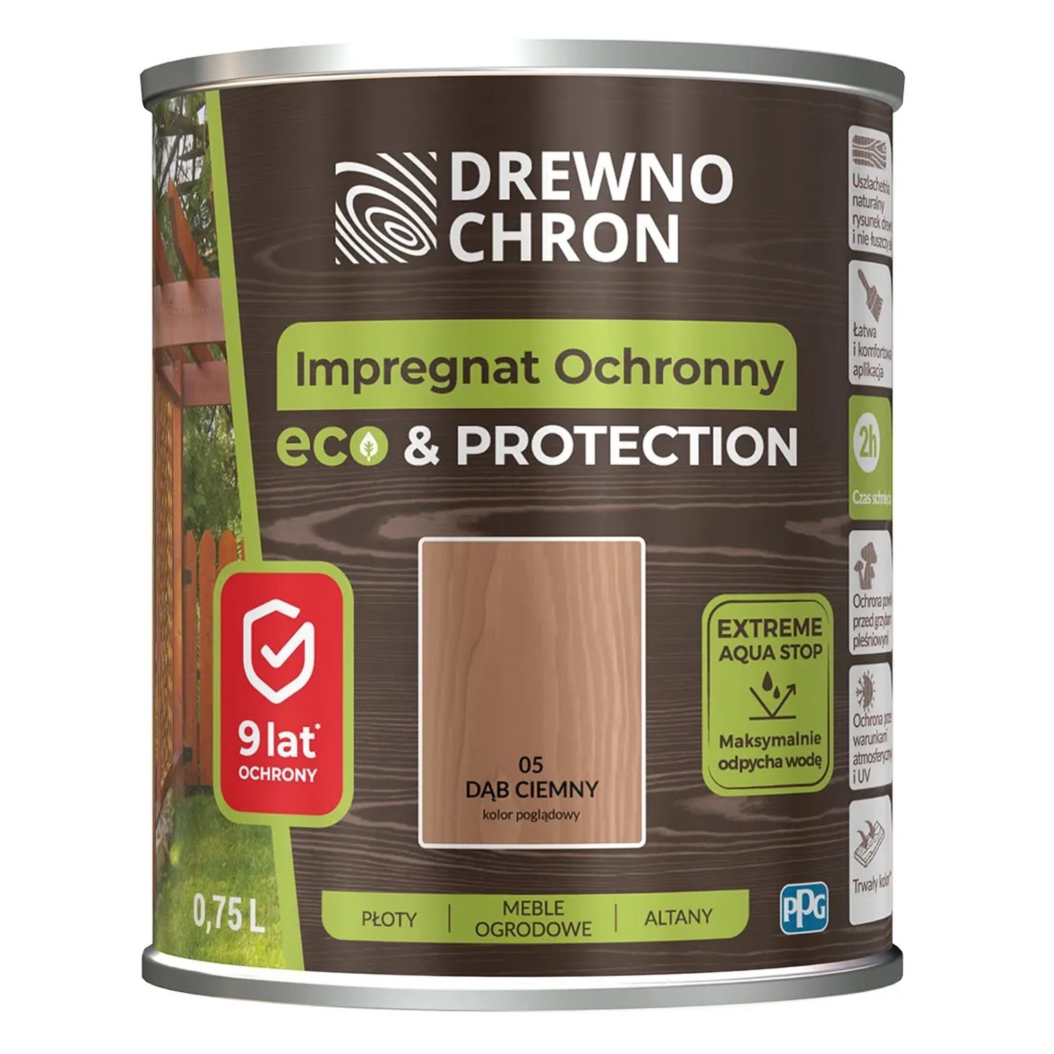 Drewnochron Impregnat ochronny Eco & Protection dąb ciemny 0,75L