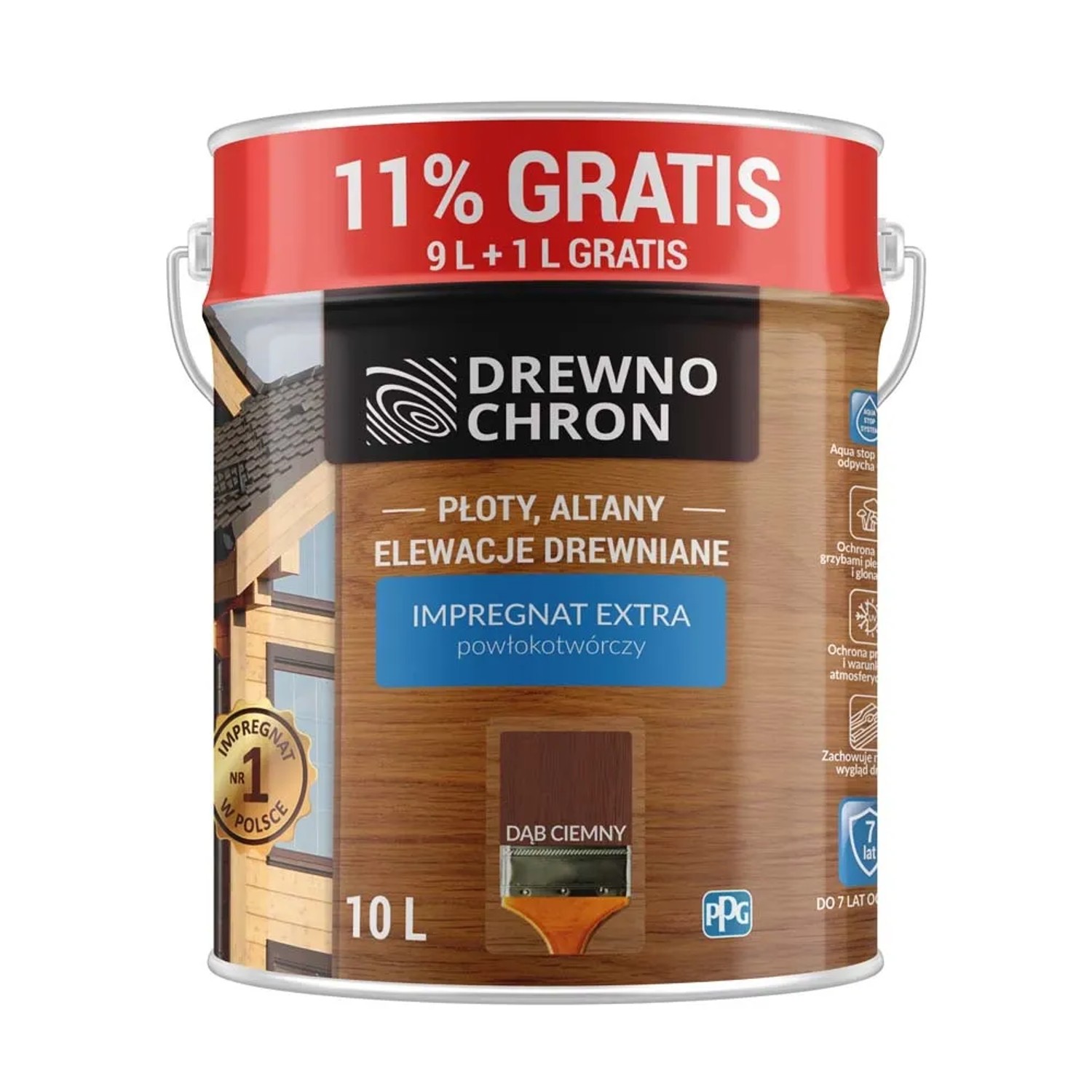 Drewnochron Impregnat Extra powłokotwórczy dąb ciemny - 10L