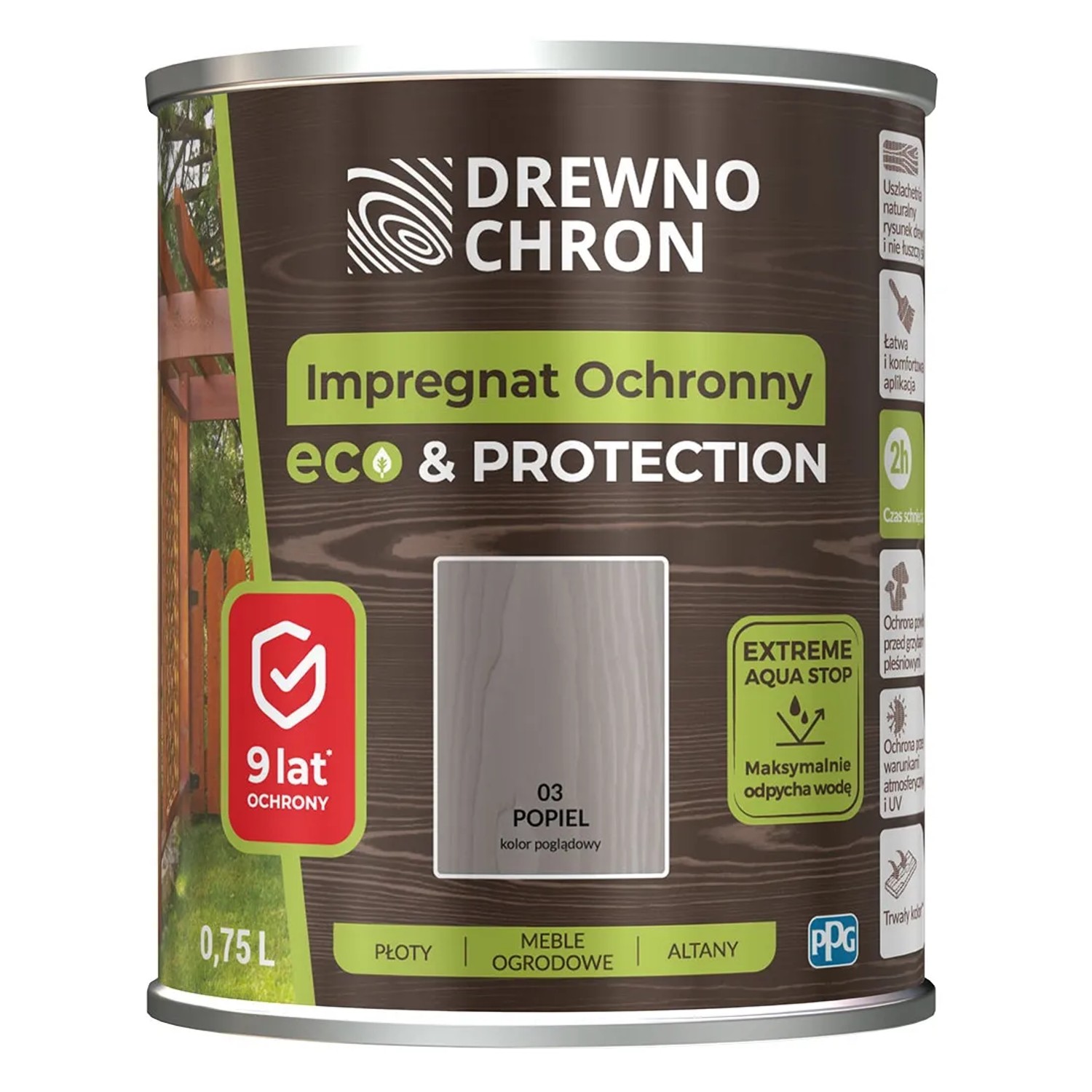 Drewnochron Impregnat ochronny Eco & Protection popiel 0,75L