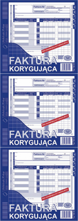 3x Faktura korygujaca MiP 106-2E, 2/3 A4, oryginał+kopia, 80k