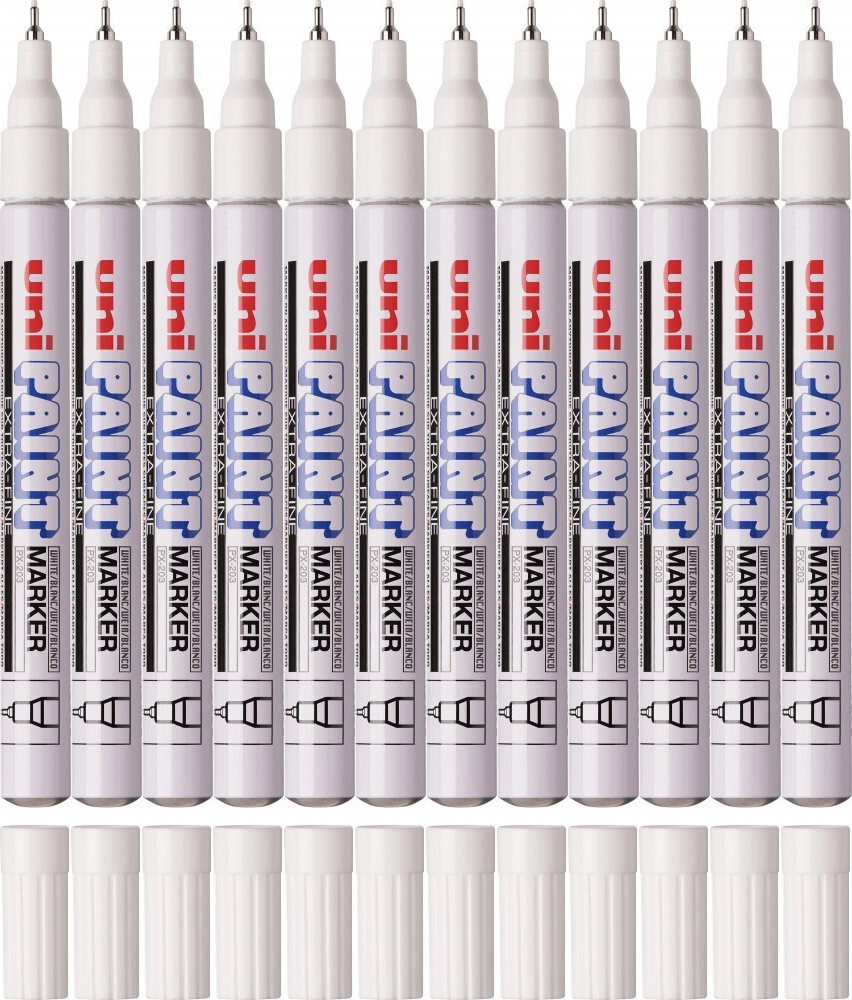 12x Marker olejowy Uni PX-203, 0.8mm, biały