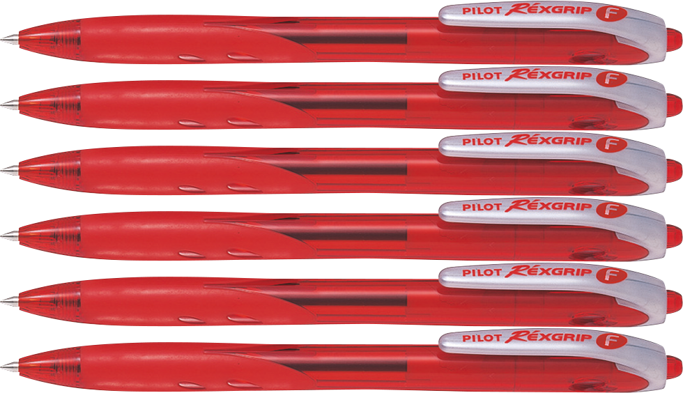 6x Długopis automatyczny Pilot, Rexgrip F, 0.21mm, czerwony