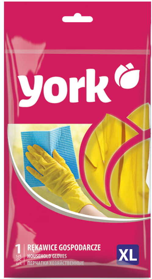 Rękawiczki lateksowe domowe York, rozmiar XL, 1 para, żółty