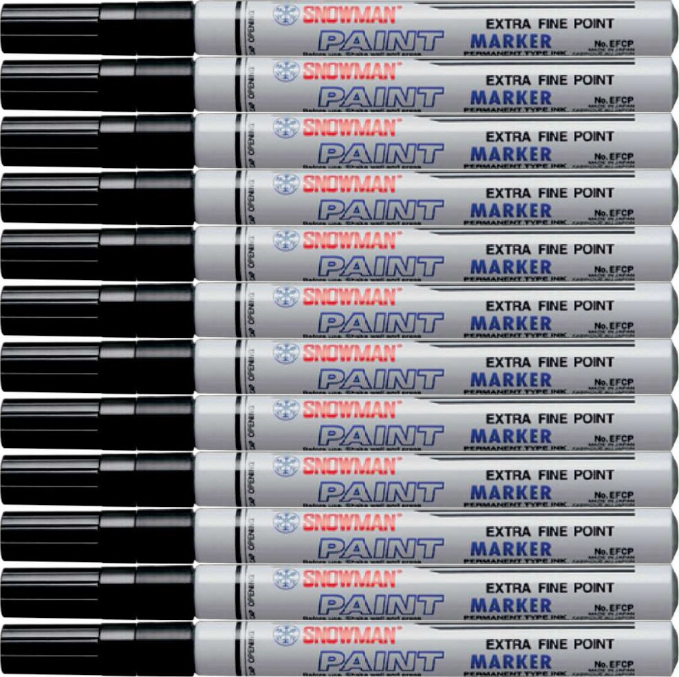 12x Marker olejowy Snowman, cienki, okrągła, czarny
