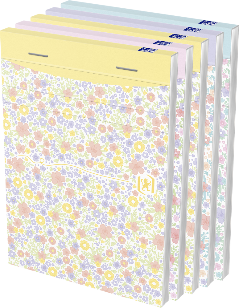 5x Blok biurowy w linie Oxford Floral, A6, 80 kartek, mix wzorów