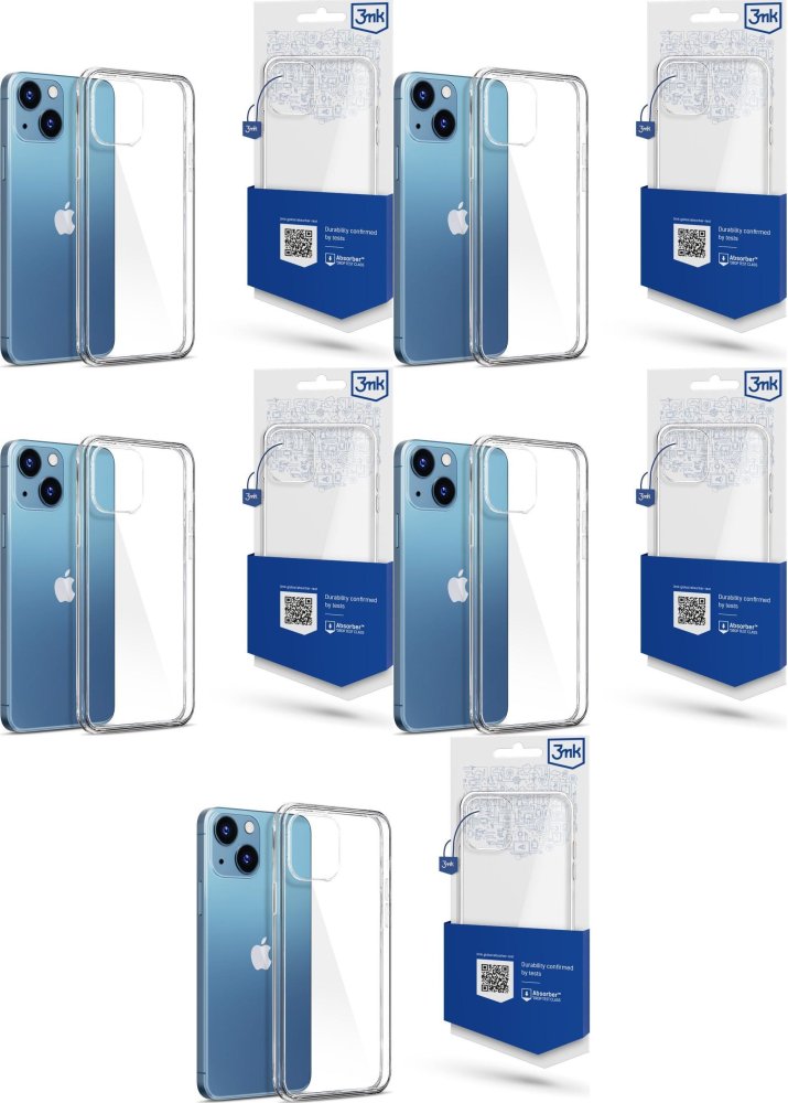 5x Etui na telefon 3mk Clear Case, do iPhone 13 Mini, transparentny