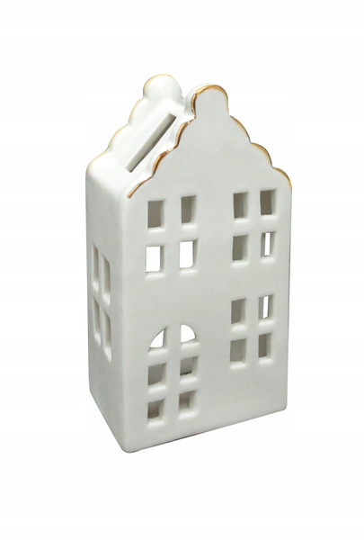 Domek T-light ceramiczny biały lampion świecznik 13,8cm