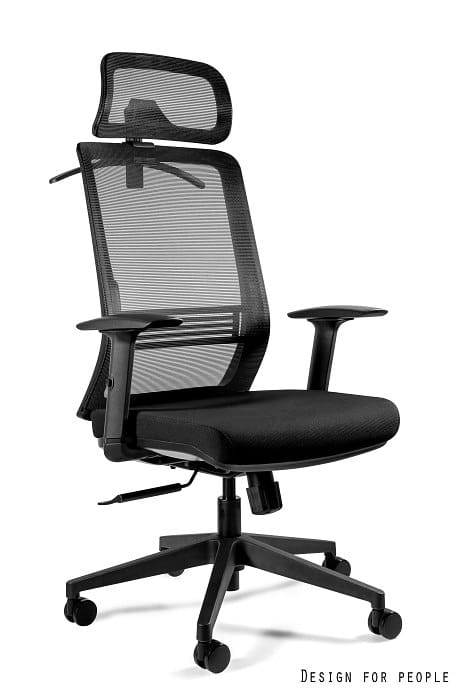 Fotel biurowy ASOS, ergonomiczny, siatka/tkanina, czarny